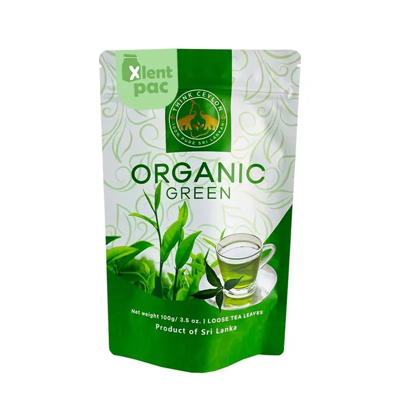 3.5 Oz Stand up Organic Green Tea Packaging Wholesale