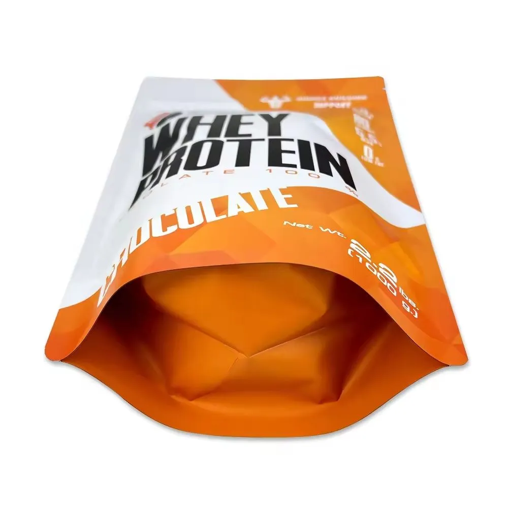 Customized Stand up Zipper Seal 1kg Protein Powder Pouch