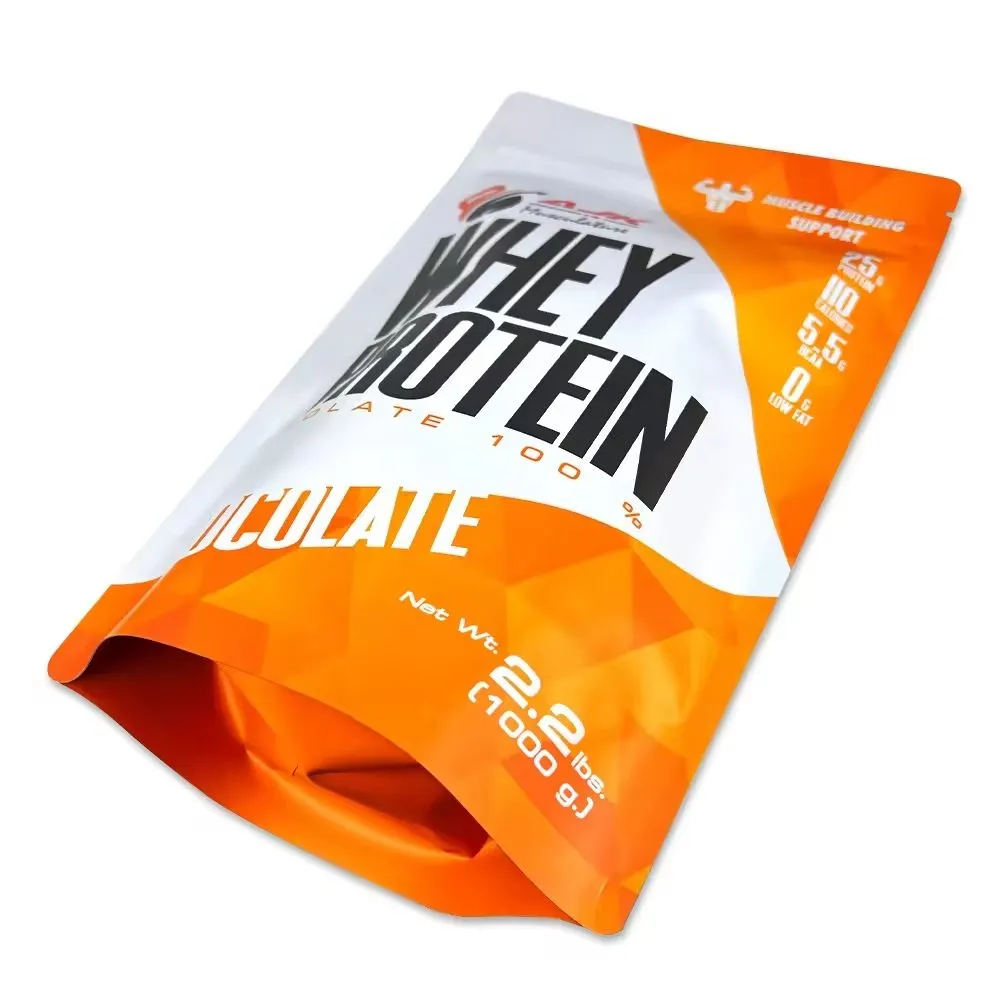 Customized Stand up Zipper Seal 1kg Protein Powder Pouch