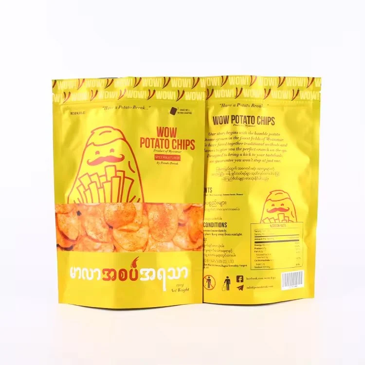 Aluminum Foil Stand up Zipper Potato Chip Packaging Bag