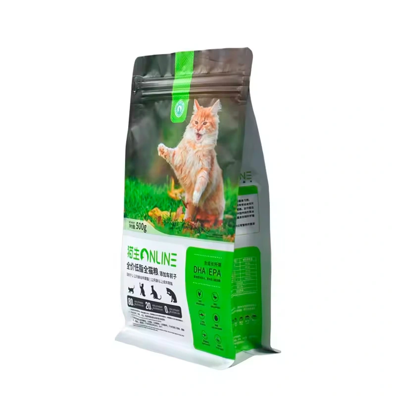 500g Flat Bottom Cat Food Pouch with Pull Tab Zipper