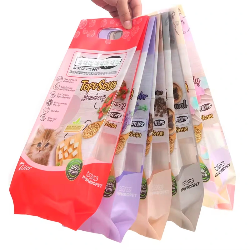 7 Liter Side Gusset Cat Litter Packaging Bags with Handle