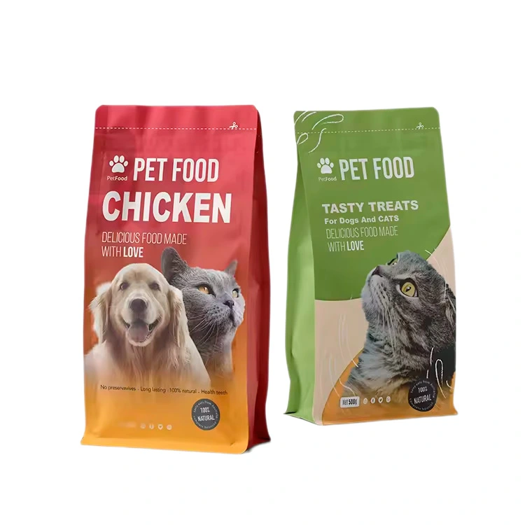 Customized 500g Aluminum Foil Flat Bottom Pet Food Packaging Bags