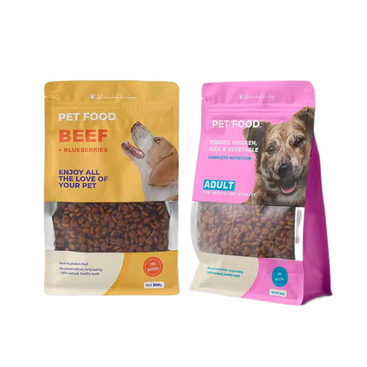 500g Flat Bottom Dog Food Pouch with Window with Zipper